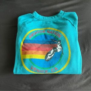 Aviator Nation Teal Crew Sweatshirt